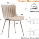 YOUNUOKE Mid-Century Modern Dining Chairs Set of 2, Cream PU Leather Upholstered Kitchen Chairs with Cream Metal Legs, Armless Accent Chair for Dining Room, Guest Reception Room
