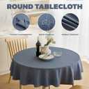 Decorelia Waterproof Round Tablecloth for Round Dining Table, Decorative Rustic Soft Wipeable Table Cloths Cover Indoor Outdoor Use for Holiday, Wedding, Kitchen (70 Inch, Round (4-6 Seats), Denim Blue)