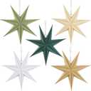 SUNBEAUTY Sage Green 7-Pointed 12 Inch Paper Star Lanterns Christmas Hanging Lamp Paper Decorations Shade Wedding Birthday Christmas Home Party Decorations