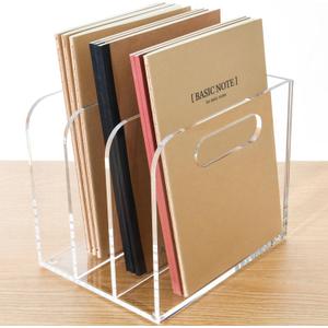 Clear Acrylic Organizers - 3 Vertical Compartments Acrylic Folder Organizer & File Organizer, Desk Document Storage Bins for Magazines, Binders - Multipurpose Home Office Desk Organizer