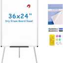 VIZ-PRO Magnetic Whiteboard Easel, 36 x 24 Inches, Portable Dry Erase Board Height Adjustable for School Office and Home (Silver)