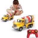 Driven by Battat - 7" Remote Control Cement Mixer Truck Toy for Kids - Construction Vehicle with Rotating Drum, Lights & Realistic Sounds - Interactive Mixer for Boys & Girls Ages 3+