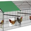 Large Chicken Coop Run: 130"  40" Outdoor Metal Duck Pen with Cover - Poultry Cage Enclosure for Rabbit Hen Quail