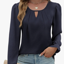 Womens Long Sleeve Tops Dressy Business Casual Blouses Basic Loose Fit V Neck Work Shirt 2024 Fall Clothes Outfits, Large