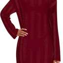 PRETTYGARDEN Women's Swimsuit Cover Up 2025 Summer Bathing Suit Swimwear Crochet Knit Dress Fashion Beach Vacation Clothes (Red, XL)