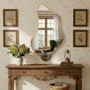 Asymmetrical Wall Mirror, Irregular Shaped Frameless Vanity Mirror, Modern Decorative Mirror for Entryway, Living Room, Bathroom
