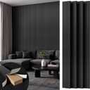 Amsleekey 4-Pack 108″x11″ Acoustic Wood Slat Wall Panels, 8 Hooks, Black, 108 x 11 in - 4 pcs