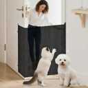 Retractable Dog Gate No Drill, Black, 37 x 70 Inches, Classic