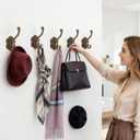 6pcs Vintage Coat Hooks Unique Wall Mount Coat Hooks for Hanging Keys Hats Scarves Robe Bags Antique Aluminum Decorative Wall Hook Hangers for Bathroom Bedroom Entryway (Antique Gold)