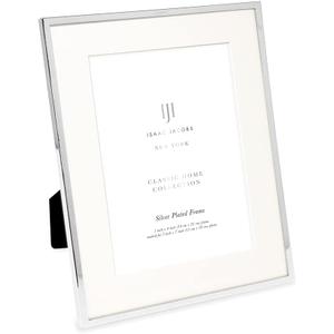Isaac Jacobs 7x9 (Matted 5x7) Silver Metal Picture Frame, Classic Metal Photo Frame Made For Tabletop & Hanging Display, Home and Office Dcor, Photo Gallery and Wall Art (7x9 (Matted 5x7), Silver)
