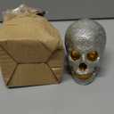 Small Size Human Skull Resin Statue Head Halloween Skull Statue Silver Skull Resin Ornament Sculptures Skull Collectible Figurines