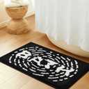 Black and White Non-Slip Bathroom Rug, Soft Absorbent Bath Mat, Machine Washable and Quick-Drying, Perfect for Bathtub, Bedroom, Shower, and Living Room, 20" x 32"