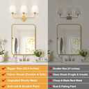 MOKATNG Bathroom Light Fixtures, 3-Light Brushed Gold Vanity Lights, Bathroom Lighting Fixtures Over Mirror with Flared White Fabric Shade, Modern Wall Sconces for Living Room Hallway