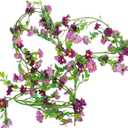 Garneck Trendy Faux Daisy Flowers Vines Silk Floral Garland for Wedding Arch Party (Purple)