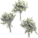 Ling's moment Artificial Plants Eucalyptus Leaves Branches,18Pcs 8" Tall Fake Greenery Filler Decor w/Stems, Realistic Texture Flocked Plants for Wedding Bouquets/Table Centerpieces, Room/Office