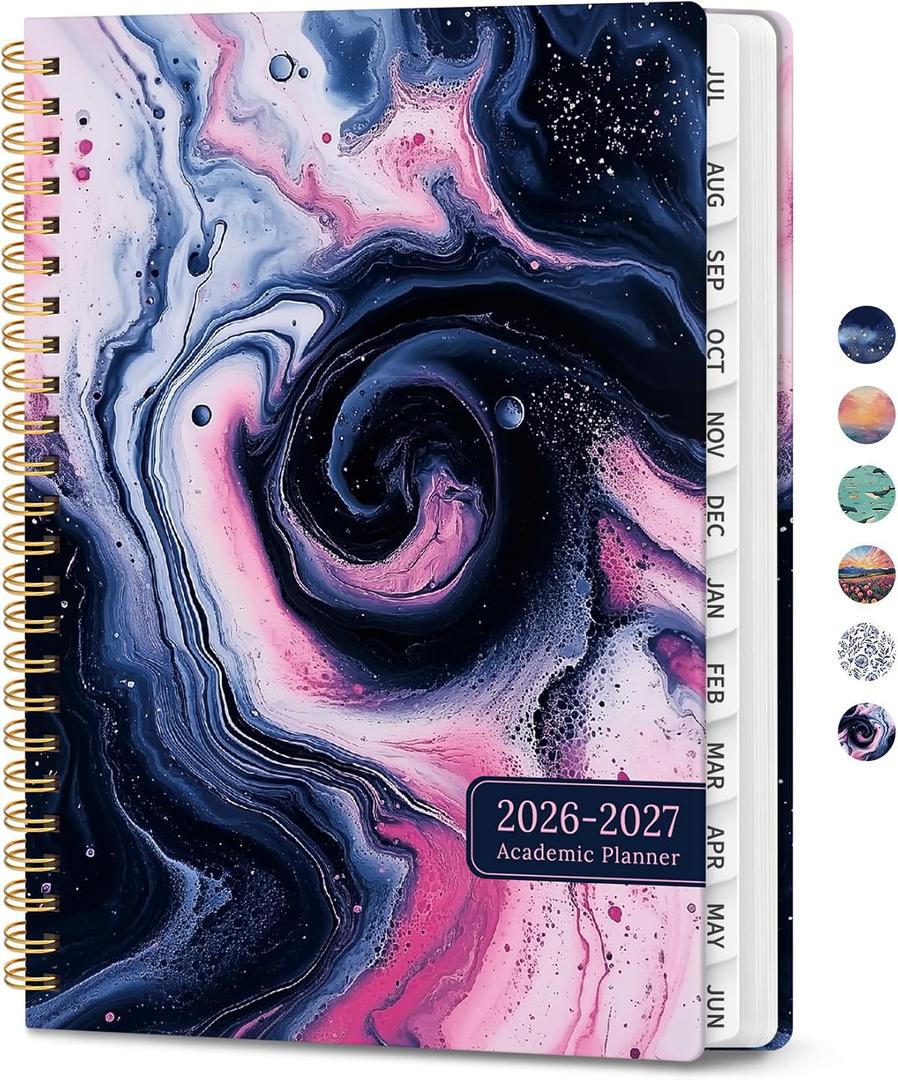 2 x ZOTIA Planner 2026-2027 Weekly & Monthly Calendar Planner Jul 2026-Jun 2027 | Pink Vortex, 6.3" x 8.5", Cute Hardcover Student Teacher Planning Agenda Book with Tabs, Perfect for Office School Supplies