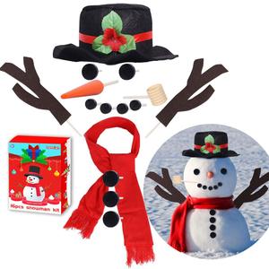 Snowman Decorating Kit, 16Pcs Christmas Snowman Decorating Making Kit Outdoor Fun Christmas Winter Holiday Party Decoration Gift, Xmas Holiday Winter Party snow man kit Outdoor Fun Supplies for Kids