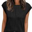 LILLUSORY Dressy Casual Blouses for Women 2026 Summer Tops Trendy Cap Short Sleeve T Shirts Cute Work Clothes (M)