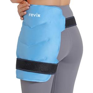 REVIX Hip Ice Pack Wrap with Straps, Reusable Gel Cold Compression for Hip Replacement, Soft Plush Lined Cold Packs for Sciatic Nerve Discomfort Relief (Blue)