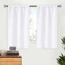 BGment White Curtains 48 Inches Length for Window - Rod Pocket 34 Inch Wide Short Drapes for Bedroom Kitchen Cabinet Cafe Basement Privacy, 2 Panels, 34 x 48 Inch