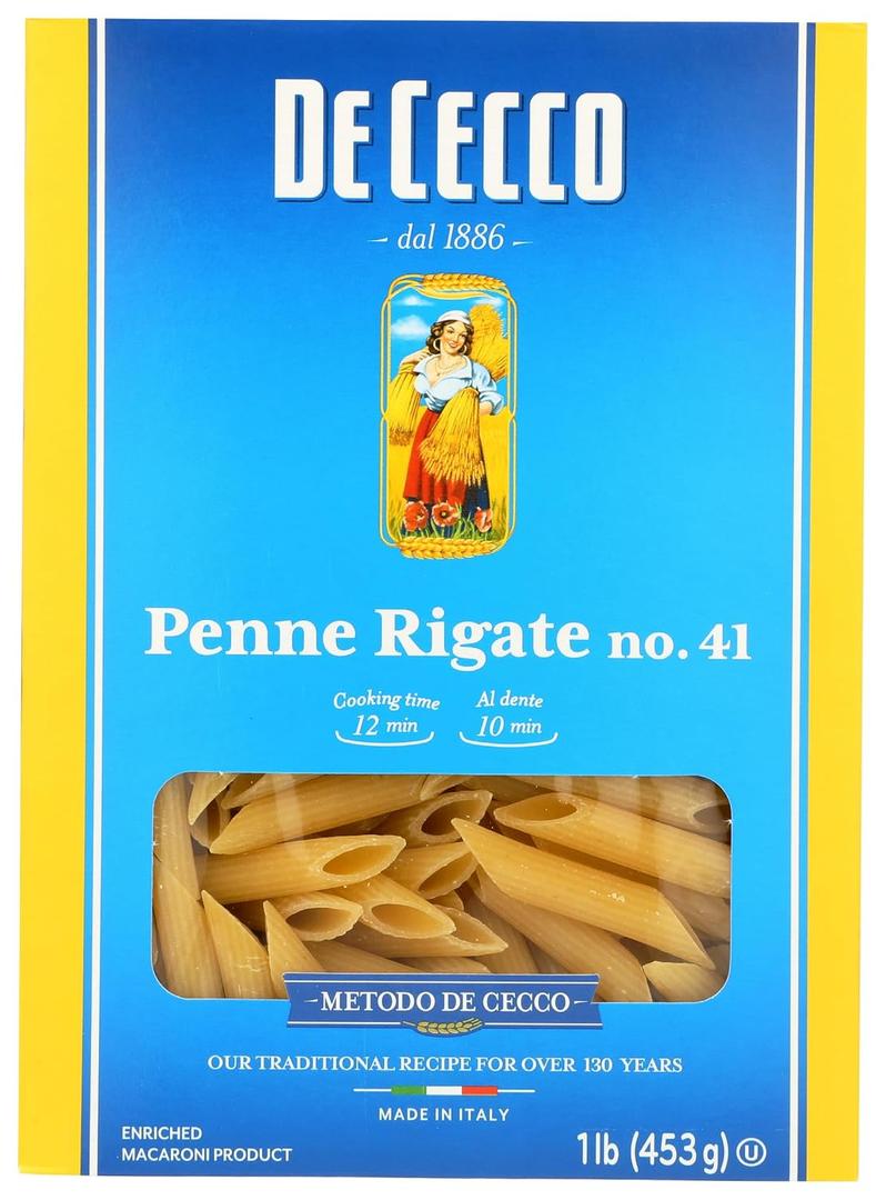 De Cecco Penne Rigate No. 41 Pasta, 16 Oz BBD 03/09/29