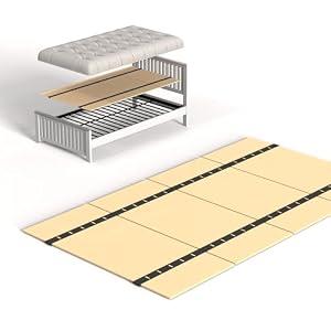 Heavy Duty Thick Folding Box Spring, Mattress Supporting Wood Floor, Foldable Box Spring, Bed Support Slats,38"x74"