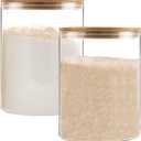 YUNCANG Glass Storage Jars,2 PACK -108oz/3200ml Clear Glass Food Storage Containers with Airtight Bamboo Lid Stackable Kitchen Canisters for Candy,Cookie,Rice,Sugar,Flour,Pasta,Nuts and Spice Jars