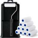 Bates- 4 Inch Foam Paint Roller Set, 12 pcs, Small Paint Roller Kit Includes 1 x Plastic Paint Tray, 1 x Roller Frame & 10 x White Foam Covers