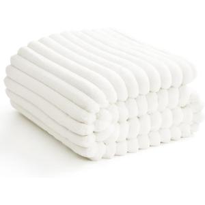 Off White Throw Blanket for Couch - 300GSM Soft Cozy Blankets, Cute Small Lightweight Fleece Throws, Birthday Gifts, Home Dorm Decor, Off White, 50x60 Inches