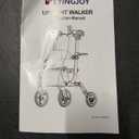 Lightweight Upright Rollator Walker All-Terrain Foldable with seat and Adjustable Height backrest, 300 lbs Capacity, 10" Front & 8" Rear Wheels for Seniors, Adults, bariatric, Includes Cane Holders