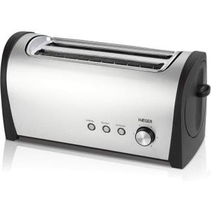 BREAKFAST PLUS - Multifunction toaster with 1400W power - 2 Long slots, stainless steel exterior, electronic toasting control - 6 positions, 3 functions: reheat, defrost and cancel