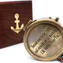 Second Star to the Right and Straight on Till Morning- Brass Engraved Compass with Wooden Case Inspirational Birthday, Confirmation, and Baptism Gifts