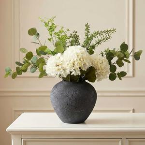Faux Arrangement - Eucalyptus & White Hydrangea Flowers, Large Artificial Floral Greenery Centerpieces for Tables, Modern Farmhouse Decor for Dining Room, Kitchen & Coffee Table, 30 inches Tall