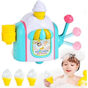 Baby Bath Toys, Ice Cream Bubble Machine Toddler Bath Tub Shower Toys with Hooks, Bath Toys for Kids Ages 1-2-3-4 Toddlers Ages 6-12-18 Month