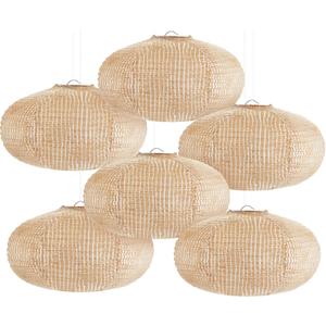 Hortsun 6 Pcs Print Burlap Oval Paper Lanterns Boho Chinese Paper Lanterns Decorative Farmhouse Classroom Decor Home Sweet Classroom Birthday Party Ceremonial Event (8 Inch)