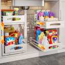 Under Sink Organizer, 2 Tier Under Sink Organizers and Storage, Adjustable Height, Slide out Metal Cabinet Organizers, Pull out Cabinet Storage Drawer Shelf for Kitchen Bathroom (White, 2 Pack)