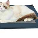 Pozico Elevated Pet Bed with Breathable Mesh for Small Cat and Dog, Raised Cooling Pet Cot for Puppy and Kitty, 18.9x18.9 inch (Navy Blue Bed)