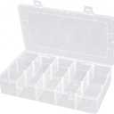 Hlotmeky Plastic Organizer Box with Dividers Bead Organizer 15 Large Grids Tackle box Organizer Clear Snackle Box Container