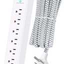 Surge Protector Power Strip 10 ft with 4 USB Ports 2 USB-C 6 AC Outlets, Flat Plug Extension Cord, USB Charging Station, Wall Mountable for Home, Office, Dorm Essentials, 1080J, ETL Listed (White&Grey)