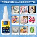 Meuvcol Silicone Glue 100g - Fast-Bonding & Waterproof Silicone Adhesive for Silicon Rubber, Model, Toys, TPU, TPR, TPE - Clear Liquid Silicone Adhesive for Crafts, 6 Applicator Nozzles