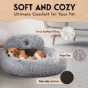 PetJett Calming Dog Bed Medium Size Dog - 30'' Donut Bed, Washable Dog Bed - Anti-Slip Super Soft Fluffy Plush Round Bed, Anti-Anxiety Premium Comfort Pet Bed, Fits Dogs up to 45 lbs - Bright Grey