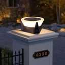Solar Post Lights, 3000K 11" Outdoor Column Lights, Modern Pillar Light Waterproof, Dusk to Dawn Patio LED Lamp, Round Column Lantern for Outside Fence Deck Garden Posts Pathway Driveway Lighting