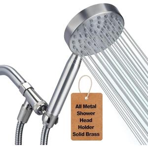All Metal Shower Head Handheld with Brass Hand Showerhead Holder, High Pressure HandHeId Shower Sprayer with Long Hose 72" Flexible Extension