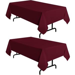 sancua 2 Pack Burgundy Tablecloth 60 x 120 Inch, Rectangle 8 Feet Table Cloth - Stain and Wrinkle Resistant Washable Polyester Table Cover for Dining Tables, Buffet Parties and Camping