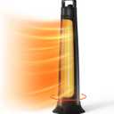 FLOWBREEZE Outdoor Patio Heater, 1200W, 3S Instant Heating, Portable Infrared Heater with 60Oscillating, 3H Timer, Tip-over&Overheat Protection, SuperQuiet Electric Heater for IndoorOutdoor Use, Onyx