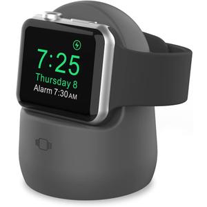 AhaStyle iWatch Stand Silicone Charging Dock Holder Accessories for Apple Watch Series 8/Ultra/SE2/7/6/SE/5/4/3/2/1(49/45/44/42/41/40/38mm), Supports Nightstand Mode (Adapters NOT Included) (Dark Gray)