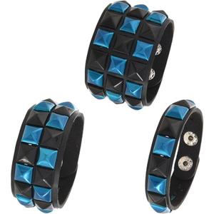 Dreuyet 3 Piece Checkered Leather Bracelet Set Black White PU Wristband Adjustable Gothic Punk Style Halloween Accessories for Men Women