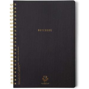 DesignWorks Ink Textured Paper Twin Wire Notebook, Daily Planner & Soft Cover Writing Journal, 160 Lined Perforated Pages, Large Spiral Notebook for Work & Journaling, 8.25 x 11.625 in, Black