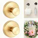 2026 New No-Drill Suction Cup Hooks (2-Pack, Gold) - Ideal for Wreaths & Towels, Suitable for Front Doors, Glass, Showers, Bathrooms, Mirrors
