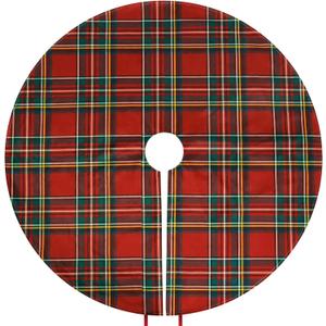 Royal Stewart Tartan Christmas Tree Skirts  48 Inch Scottish Red Plaid Printed Tree Skirt, Classic Holiday Decoration for 6-7.5ft Artificial & Real Trees, Traditional Farmhouse Xmas Tree Mat